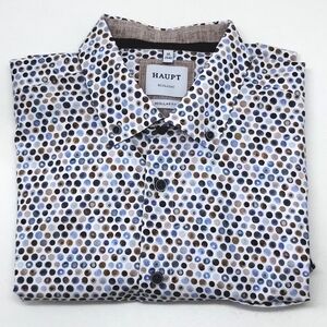 Haupt Ecologic Men's Shirt Medium watercolor dot aop luxury organic cotton